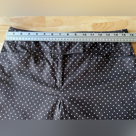 Ann Taylor Women’s Size 6 Petite Cropped Choco Brown White Polkadot Pants Slacks - Picture 9 of 14